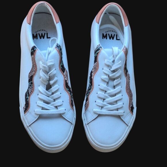 NWOB Madewell Sidewalk Lo Sneakers in Snake Embossed Leather 9.5 M Wave Edition - Picture 12 of 16